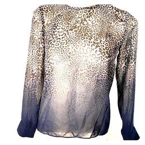 Vince Camuto Women Leopard Ombre Blue Black XSmall